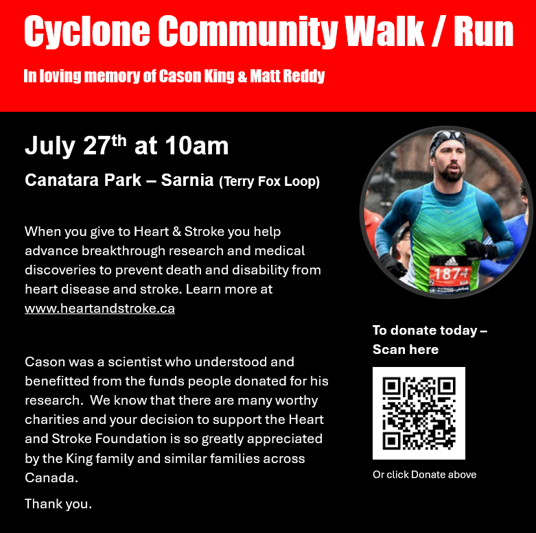 Walk/Run In Loving Memory of Cason King & Matt Reddy | Heart & Stroke ...